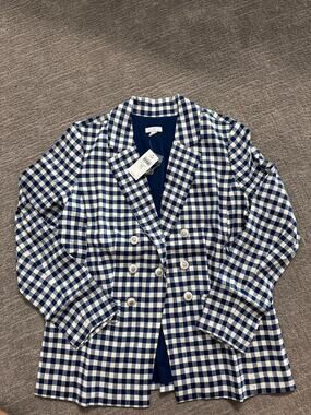 NEW J jill blaser in blue and white plaid in size Medium Petite